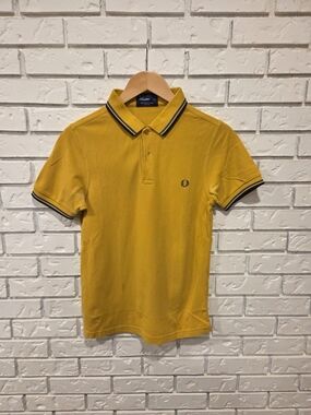 Fred Perry Yellow Polo with Navy Twin Tipping